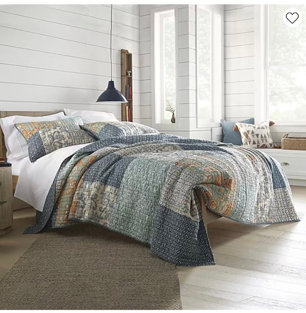 NEW! King Linden Street Westgrove Quilt Faded Denim Cotton